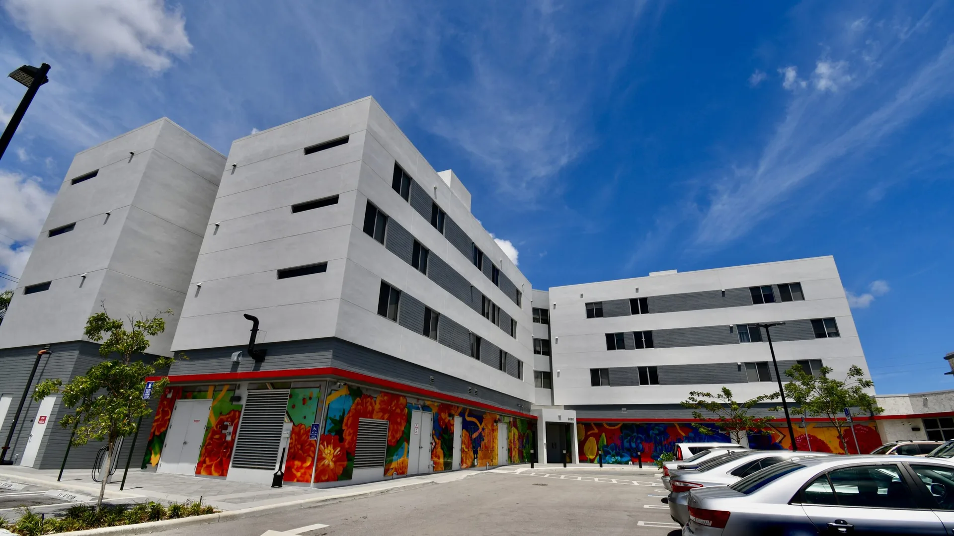 Freshly painted commercial building exterior in South Florida
